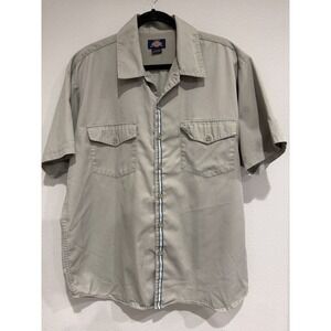 Dickies‎ Mens 2XL Tan Double Pockets Short Sleeve Button Work Shirt Professional